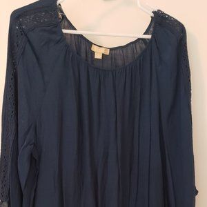 Batwing top with embroidered sleeves